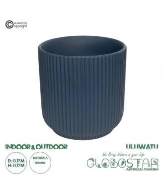 GloboStar® Artificial Garden ULUWATU 20520 Διακοσμητική Κεραμική Γλάστρα Μπλέ Π17 x M17 x Υ17